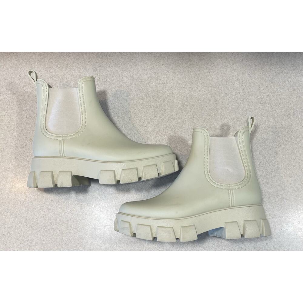 Jeffrey Campbell Cream Lug Sole Chelsea Rain Boots Platform Women’s Size 8 - Picture 5 of 9